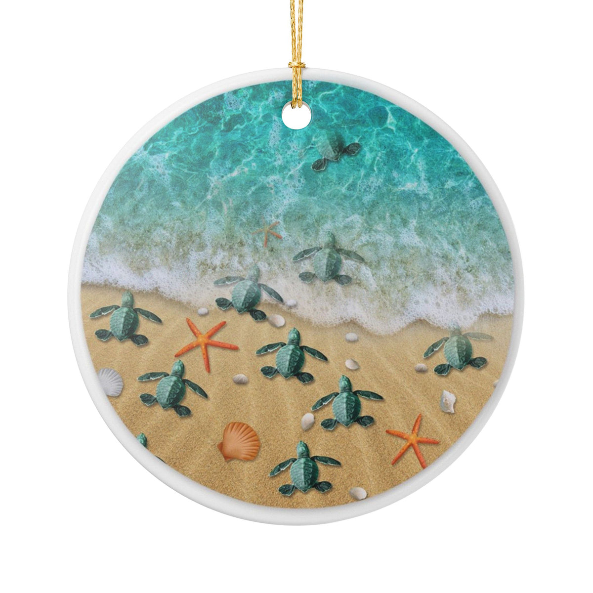 Turtle Journey Ceramic Ornament - Coastal Decoration