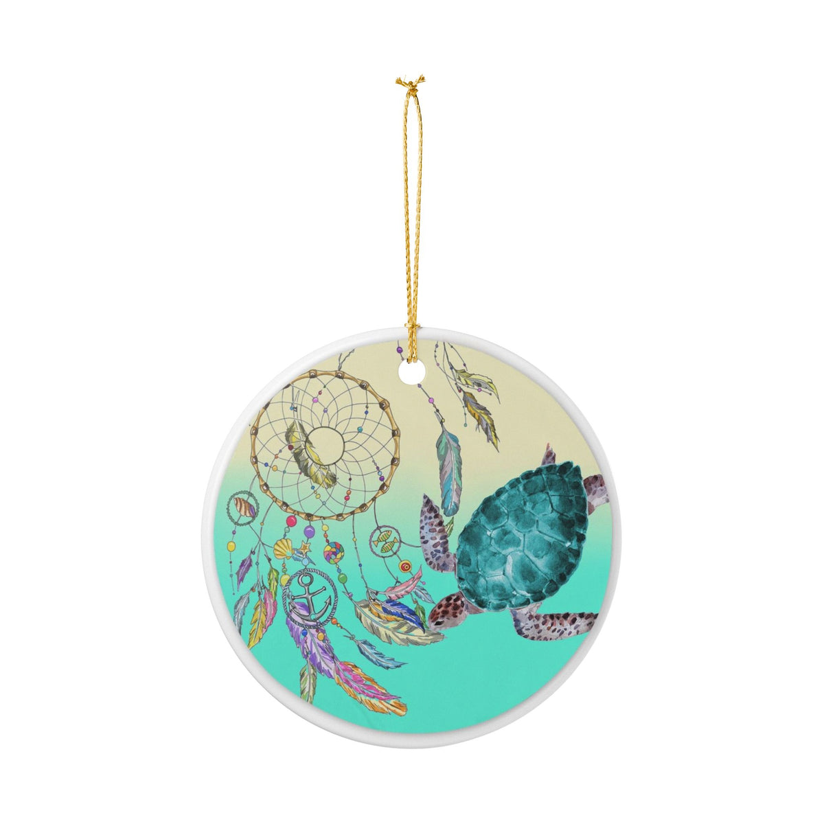 Turtle Dreams Ceramic Ornament - Coastal Decoration