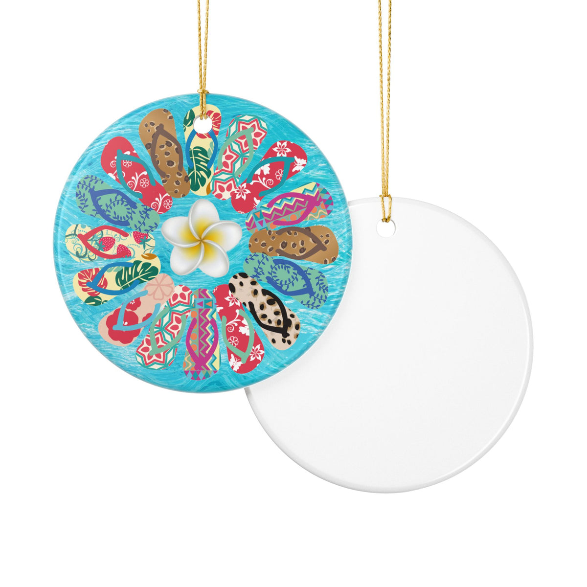 Flip Flop Flower Ceramic Ornament - Coastal Holiday Decoration