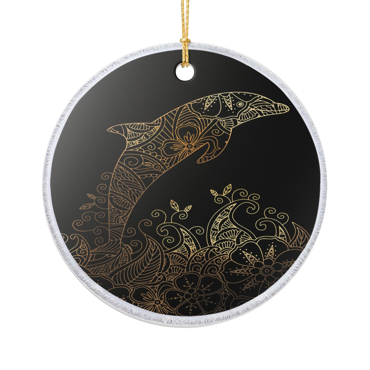 The Golden Dolphin Ceramic Ornament - Coastal Holiday Decoration