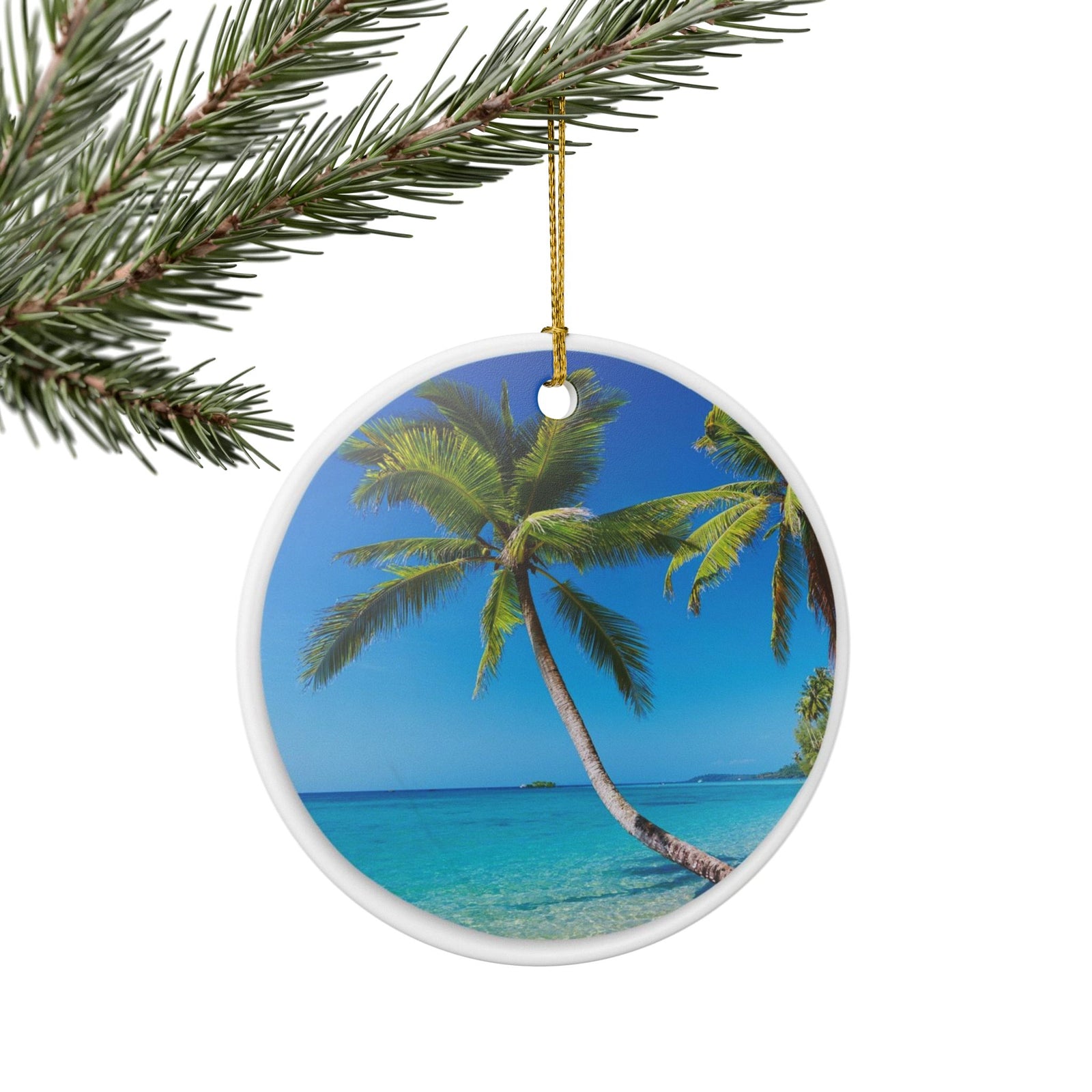Tropical Paradise Ceramic Ornament - Coastal Holiday Decoration