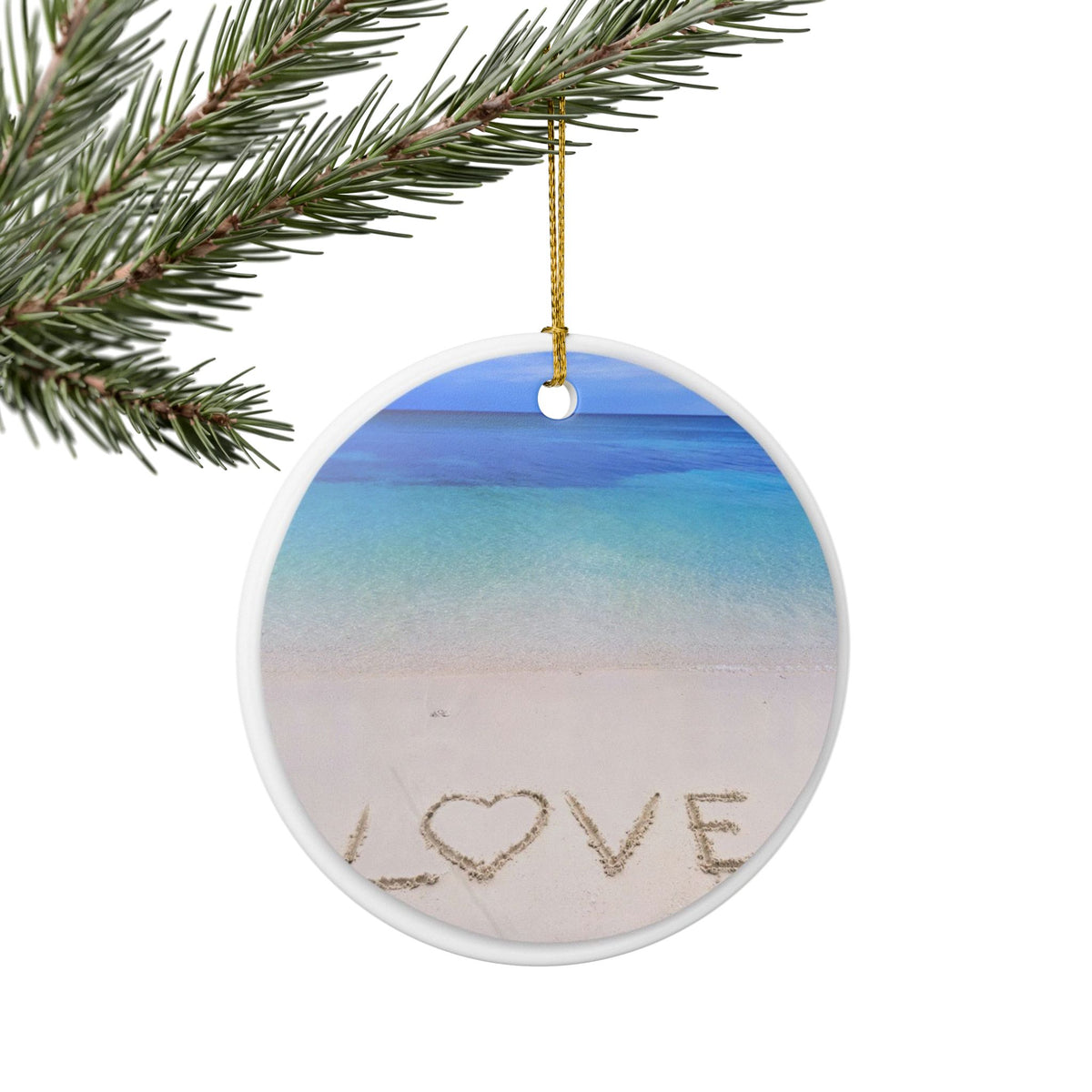 Beach Love Ceramic Ornament - Coastal Decoration