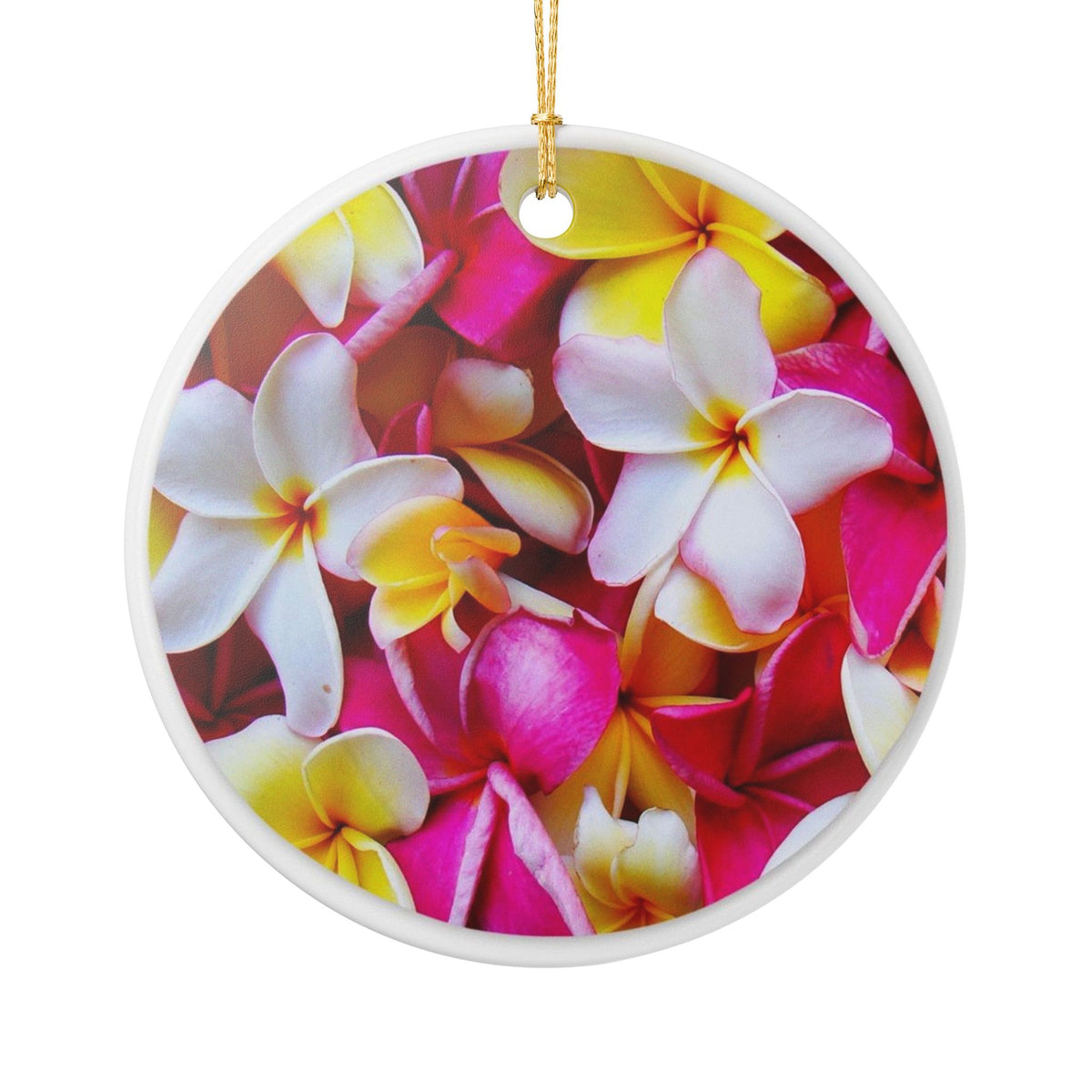Floral Harmony in Pink and Yellow Ceramic Ornament - Coastal Decoration