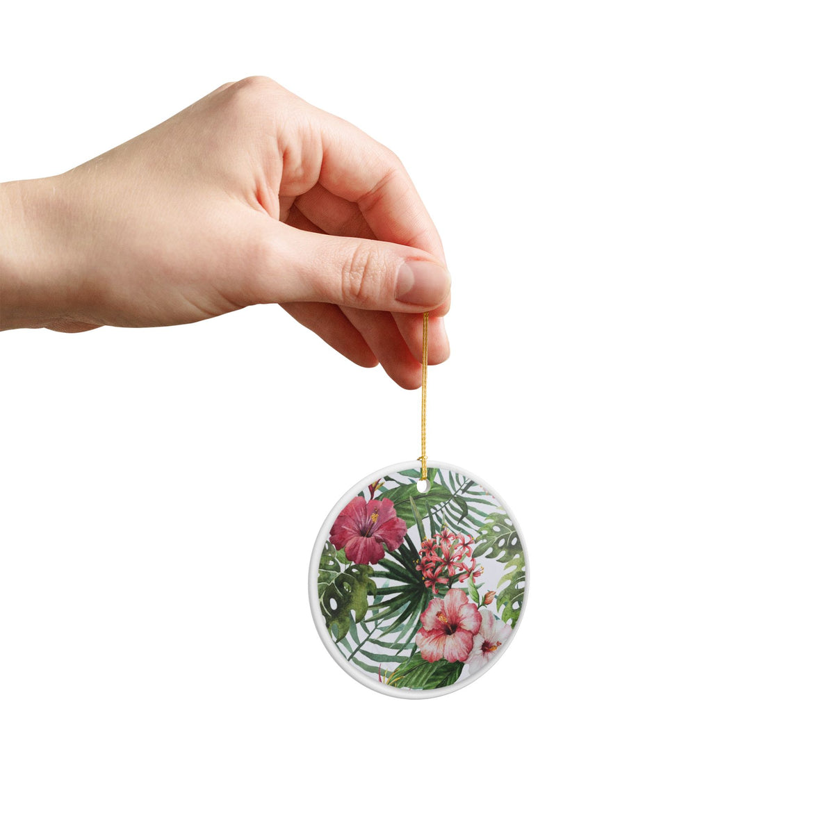 Tropical Bloom Ceramic Ornament - Coastal Decoration