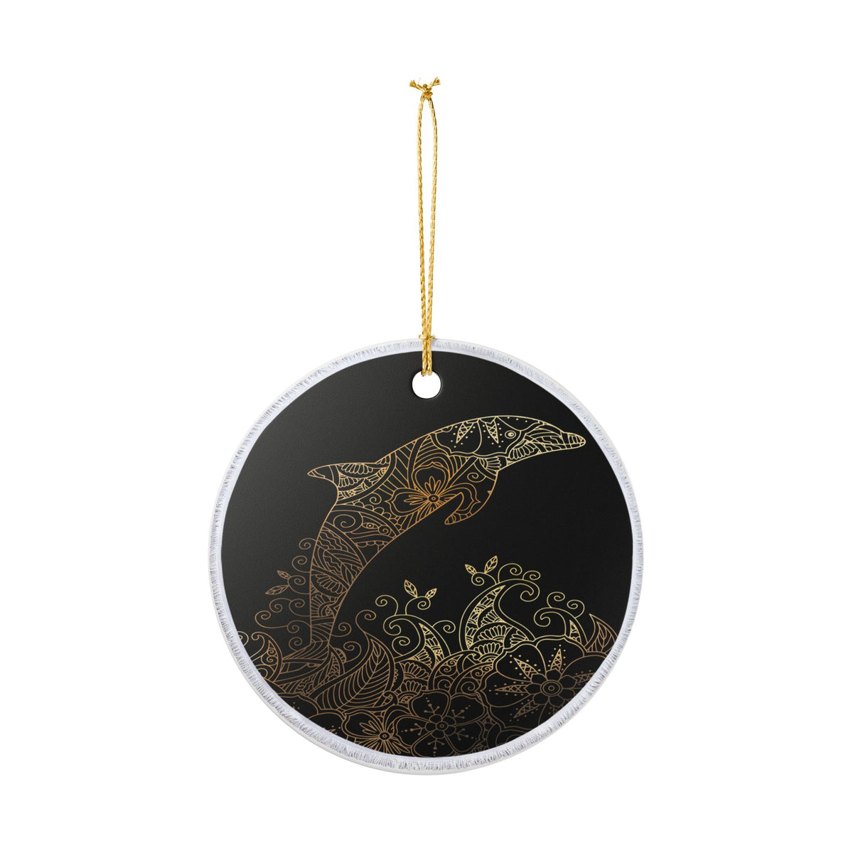 The Golden Dolphin Ceramic Ornament - Coastal Holiday Decoration