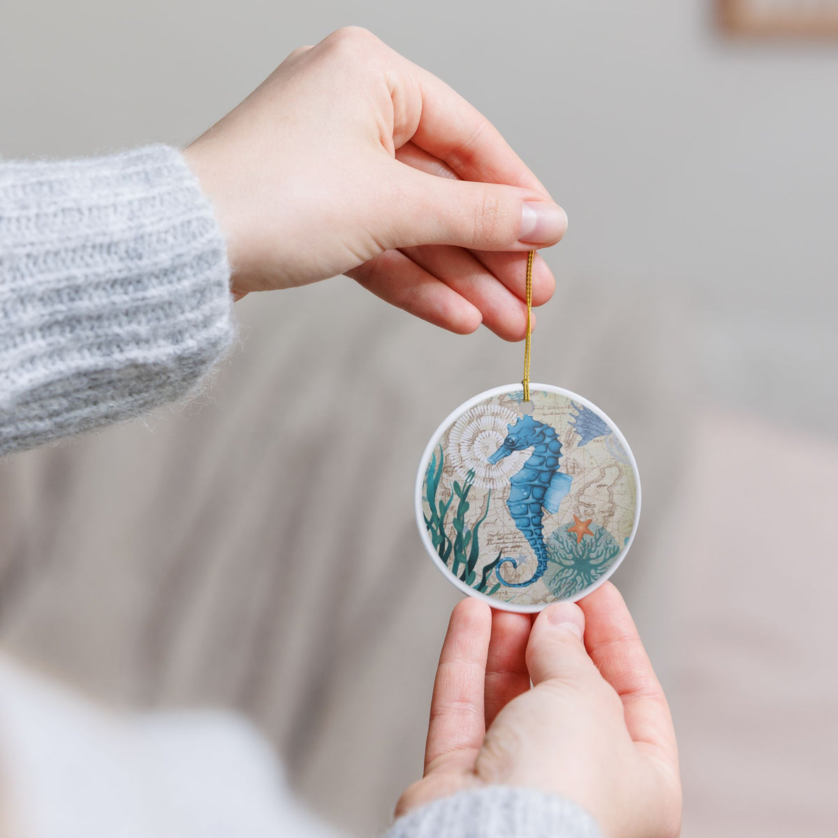 Seahorse Voyage Ceramic Ornament - Coastal Decoration