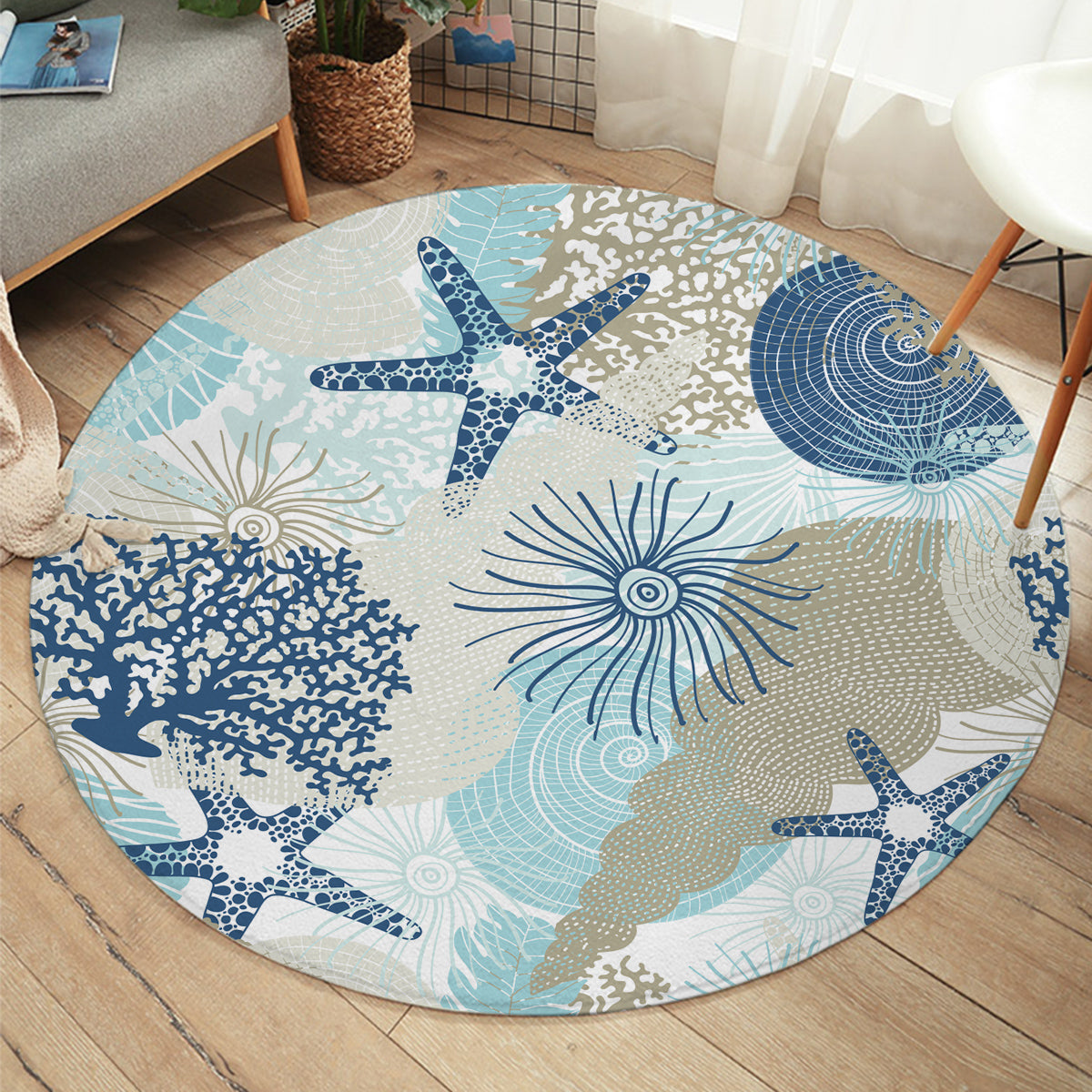 Beach Treasures Round Area Rug