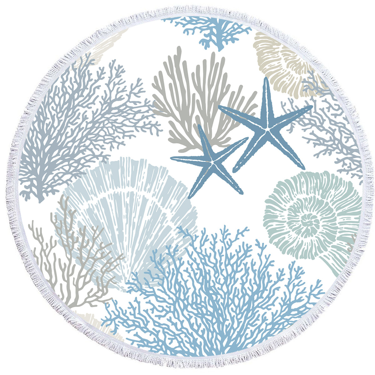 Coastal Coral Round Beach Towel