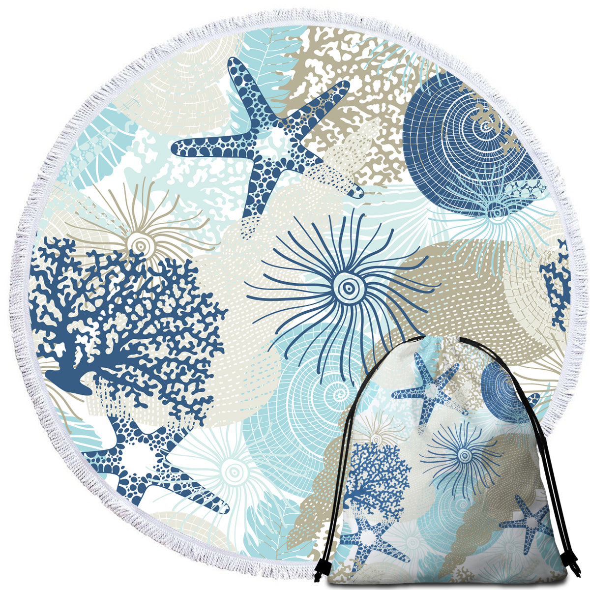 Beach Treasures Round Beach Towel