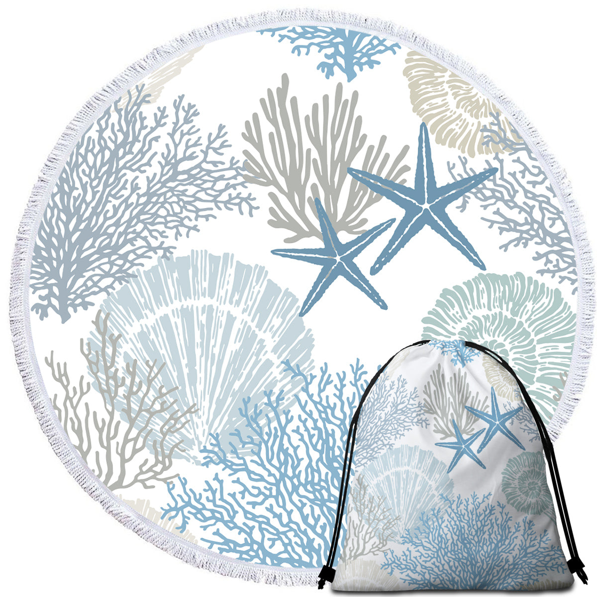 Coastal Coral Round Beach Towel