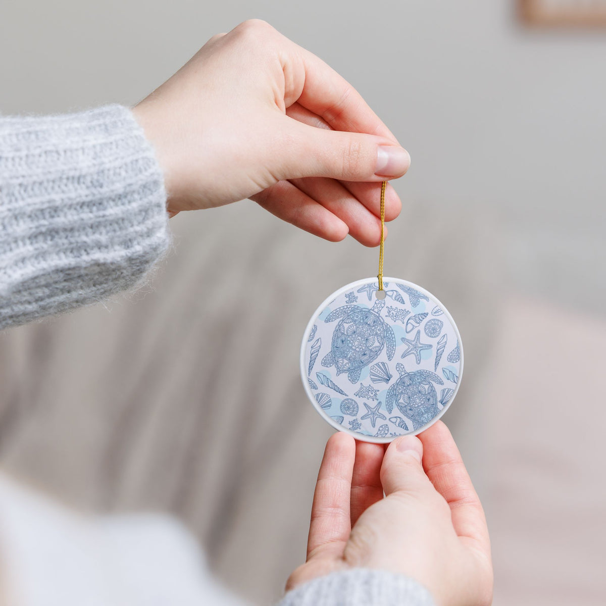 Oceanic Mosaic Ceramic Ornament - Coastal Decoration