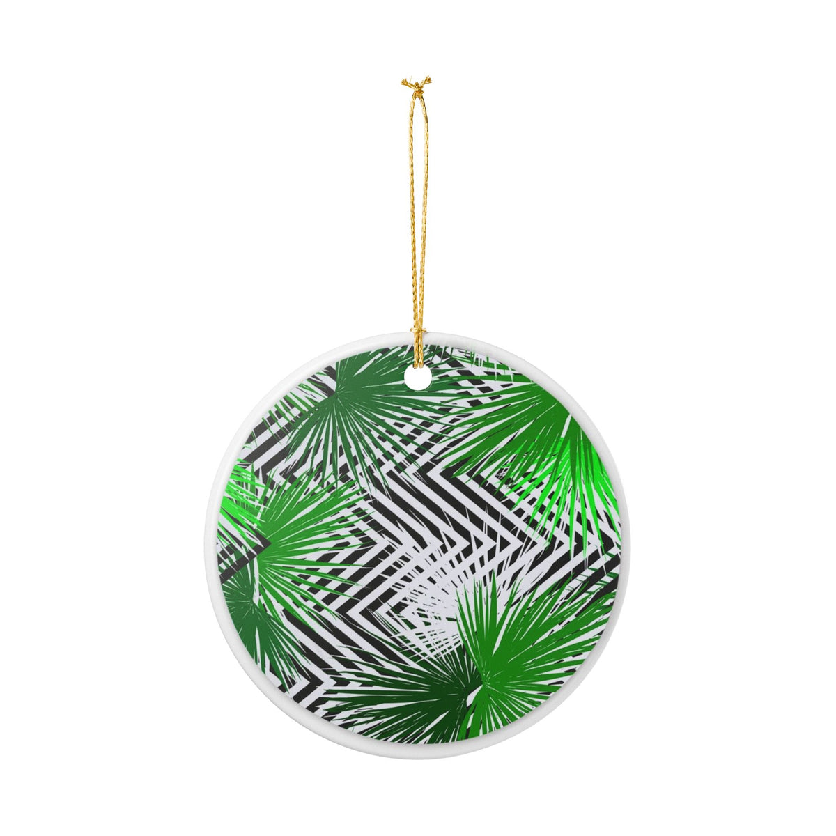 Geometric Palm Ceramic Ornament - Coastal Decoration