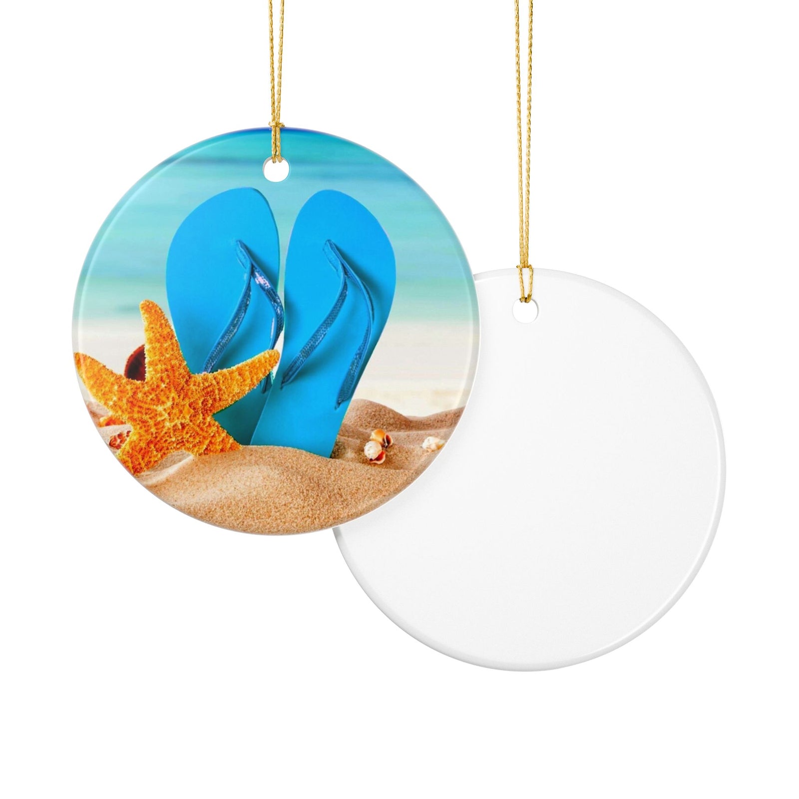 Flip Flop Christmas Ceramic Ornament - Coastal Holiday Decoration