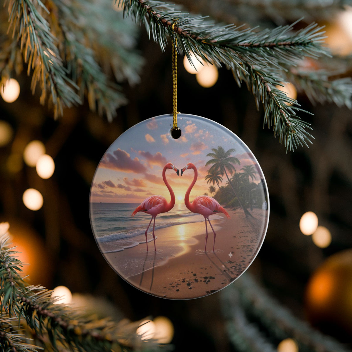 Tropical Love Ceramic Ornament - Coastal Holiday Decoration