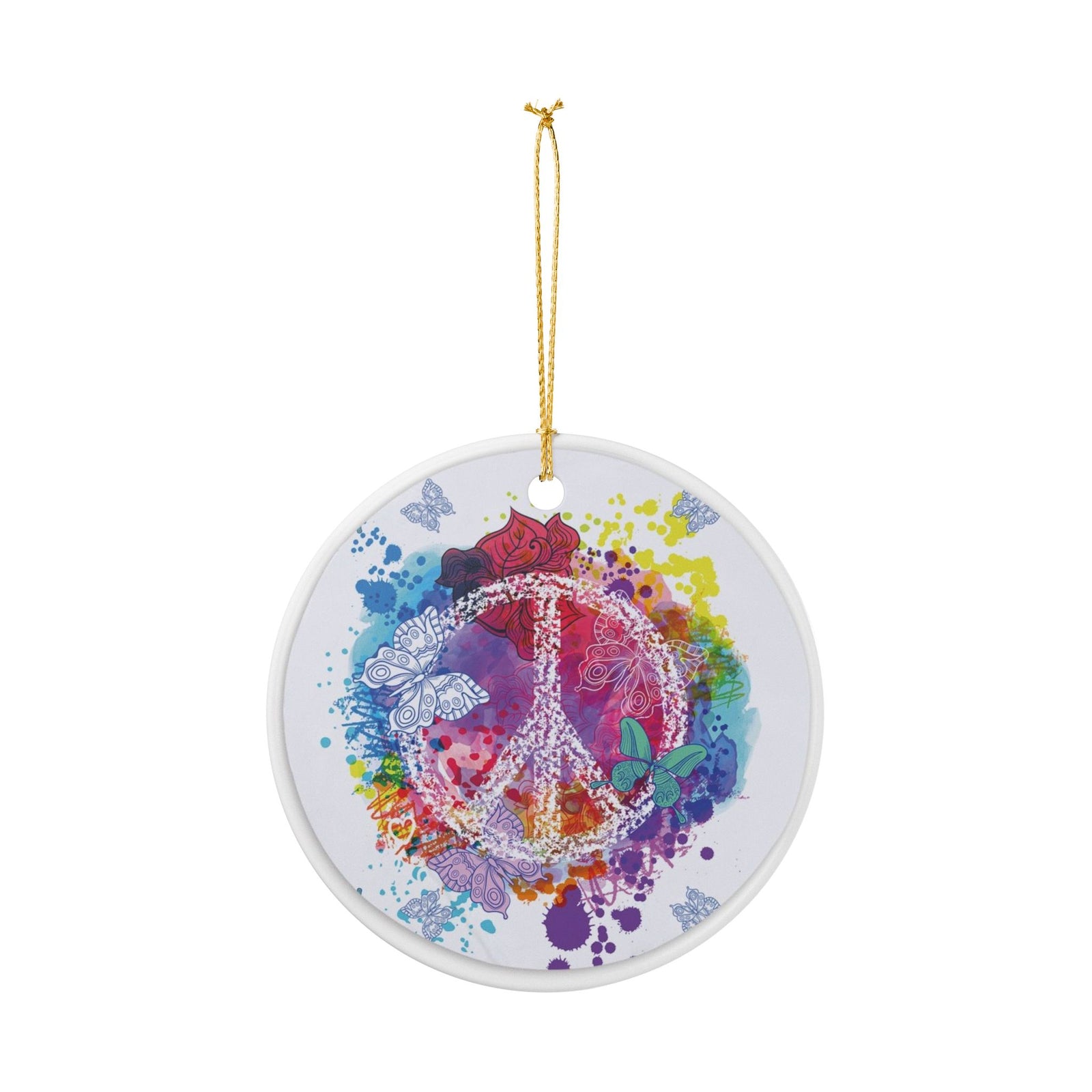 Peace Butterfly Ceramic Ornament - Coastal Holiday Decoration