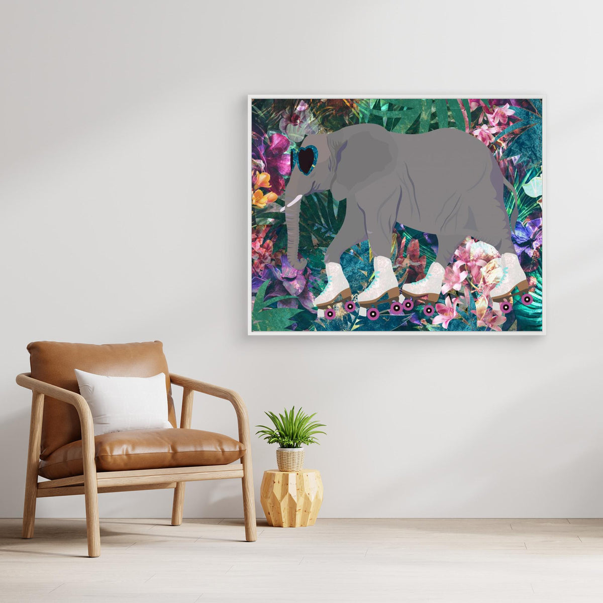 Canvas Print - Elephant Rollerskating in the Jungle by Sarah Manovski