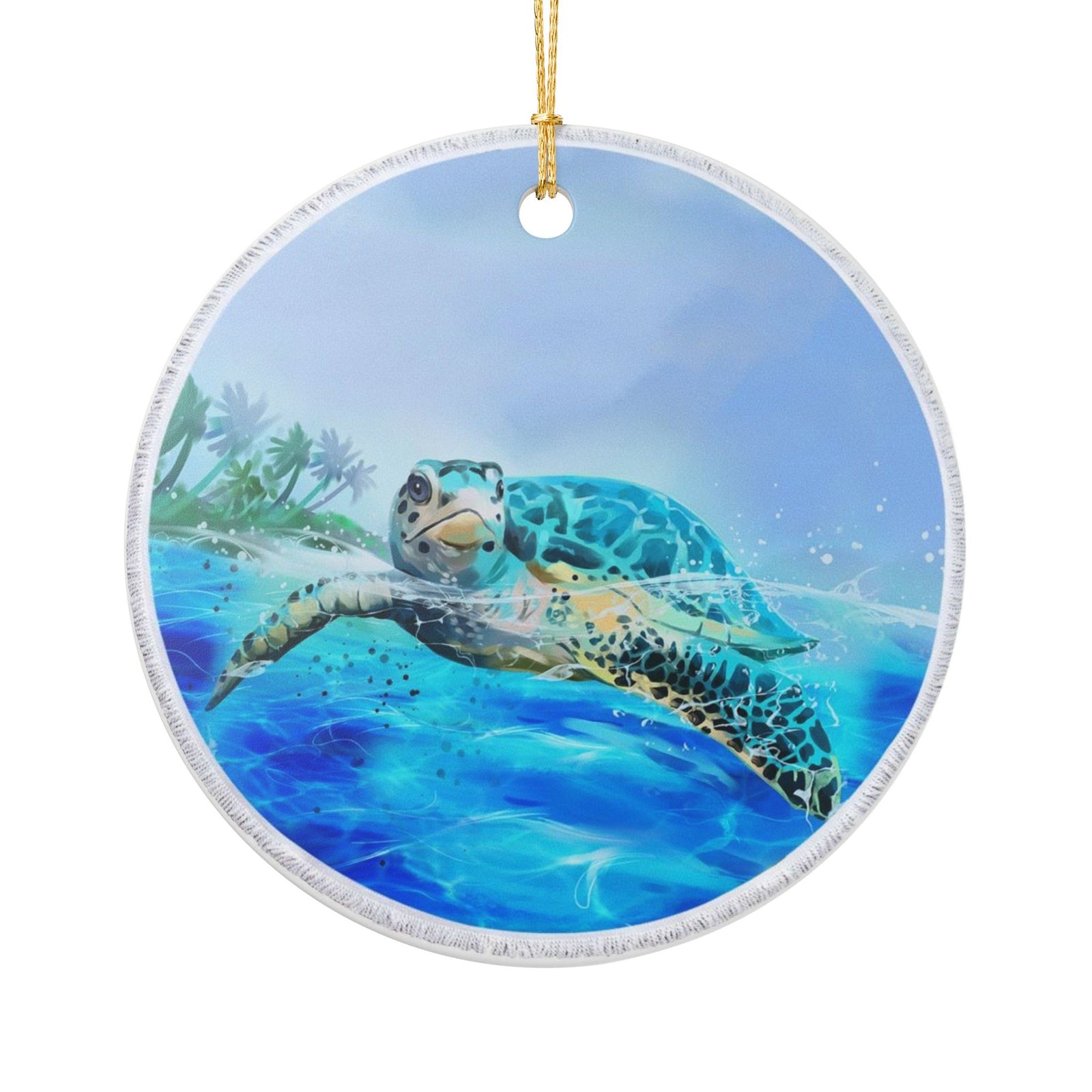 Azure Voyage Ceramic Ornament - Coastal Decoration
