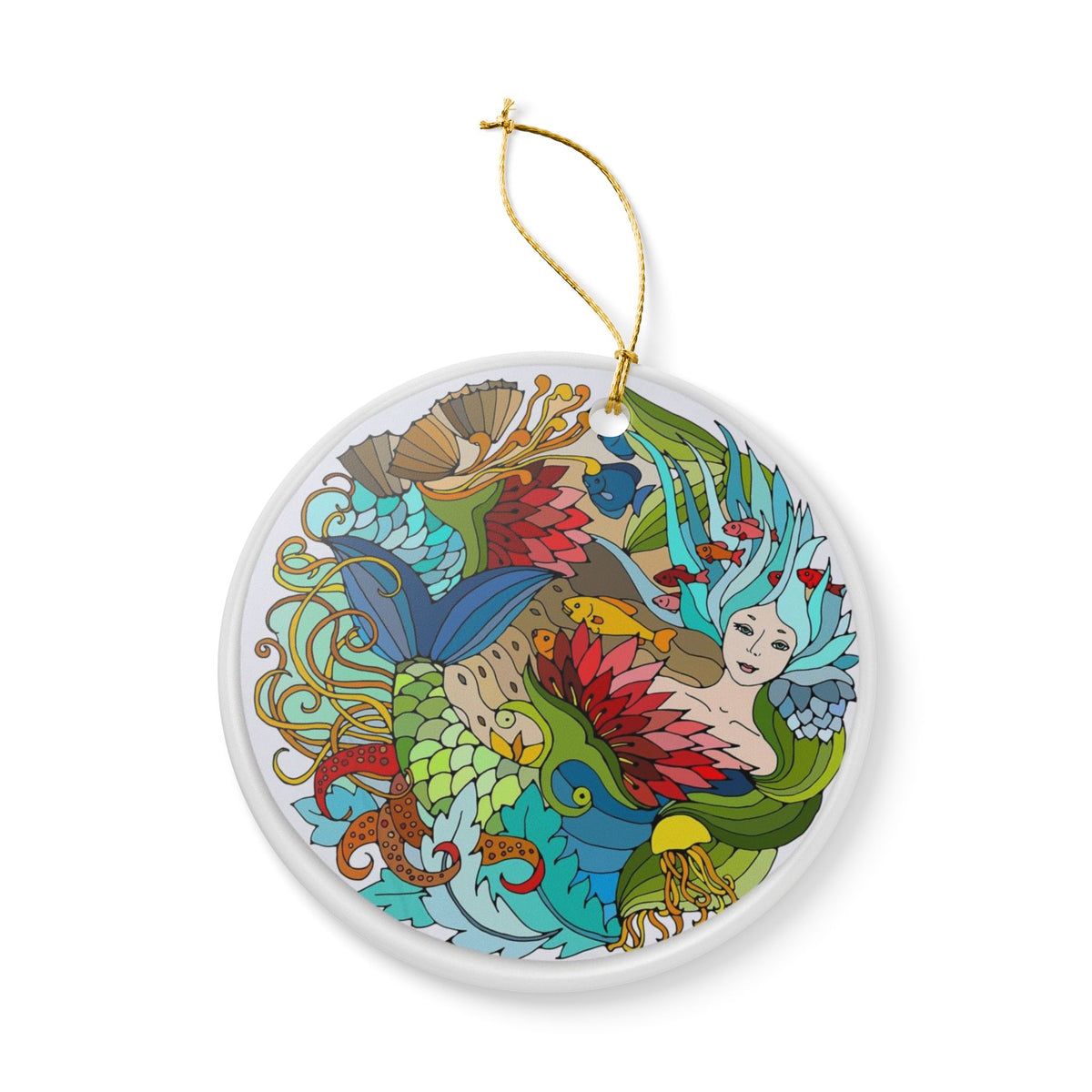 Sea of Dreams Ceramic Ornament - Coastal Holiday Decoration