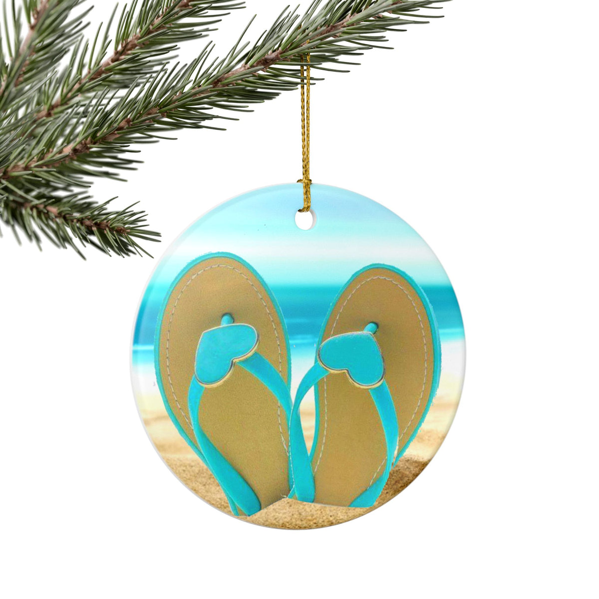 Flip Flops Ceramic Ornament - Coastal Holiday Decoration