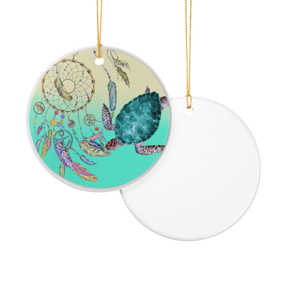 Turtle Dreams Ceramic Ornament - Coastal Decoration