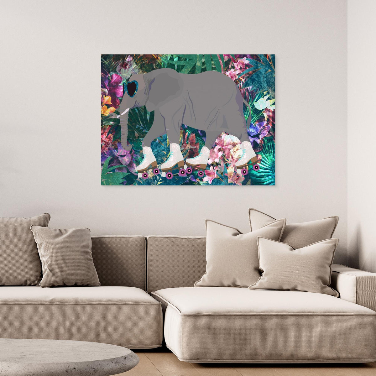 Canvas Print - Elephant Rollerskating in the Jungle by Sarah Manovski