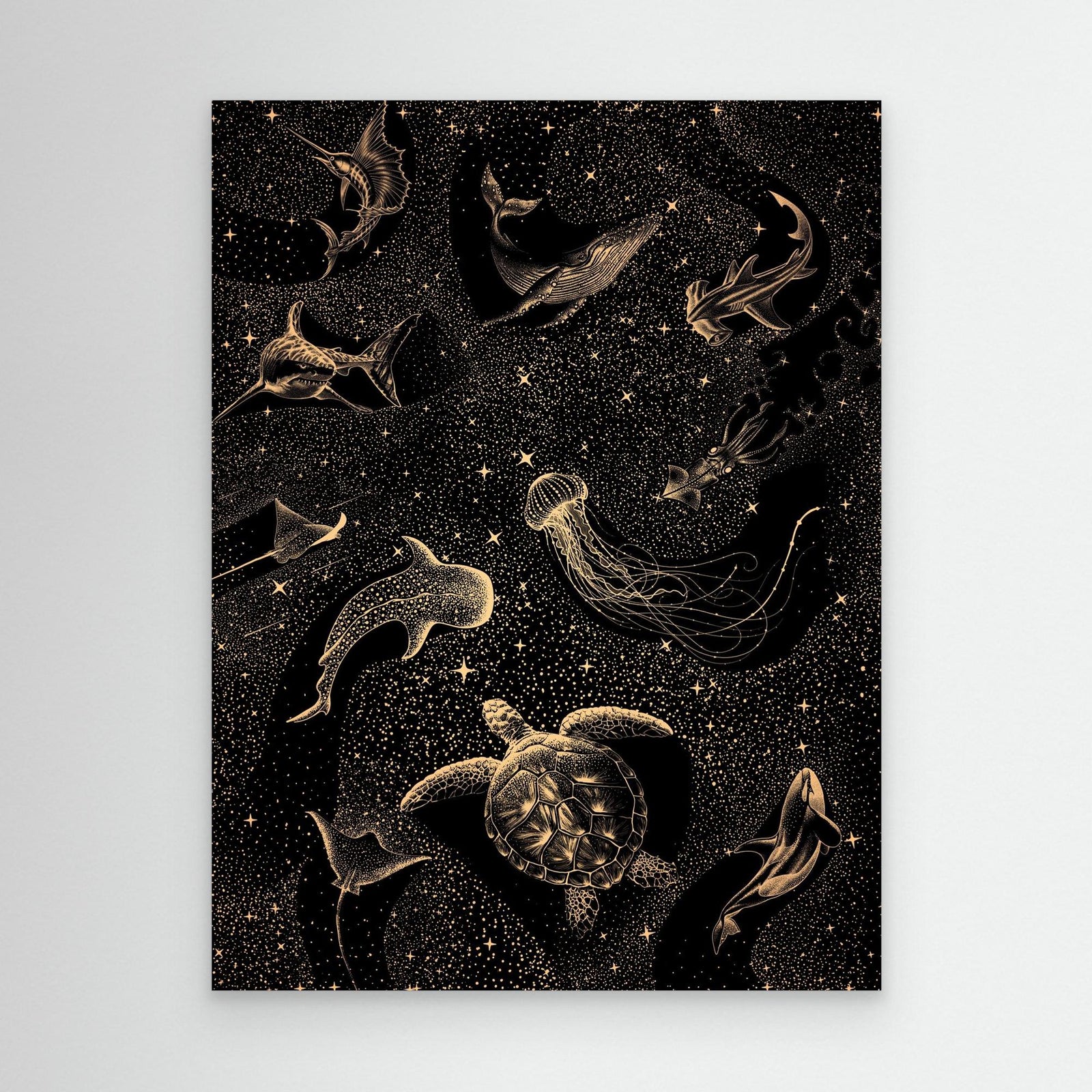 Canvas Print - Cosmic Ocean Dark Gold by Alirıza çakir