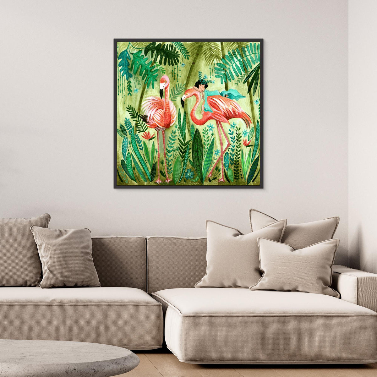 Canvas Print - Flamingo Jungle by Caroline Bonne Müller