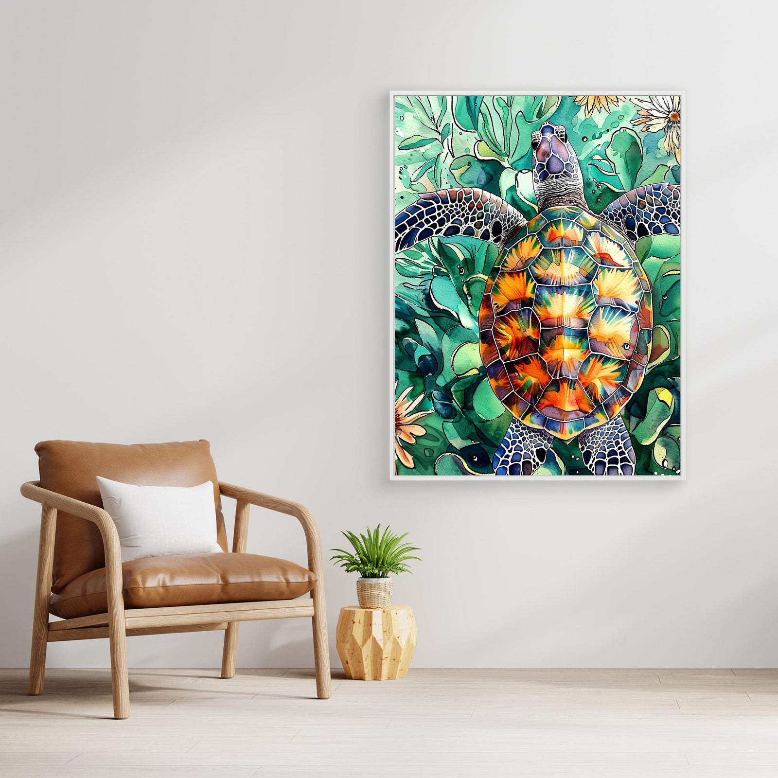 Canvas Print - Turtle Watercolor Animal Art by Justyna Jaszke