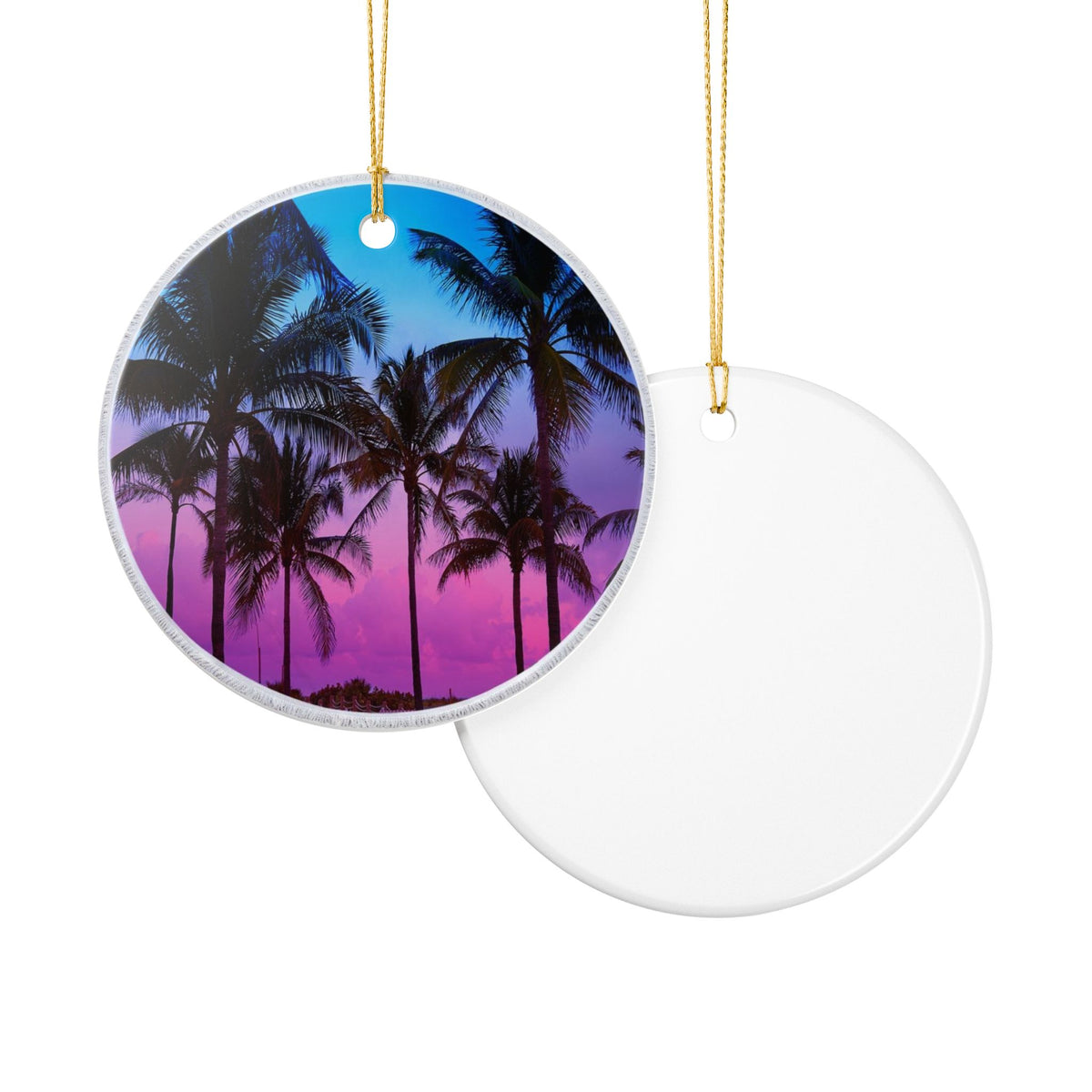 Twilight Palms Ceramic Ornament - Coastal Decoration