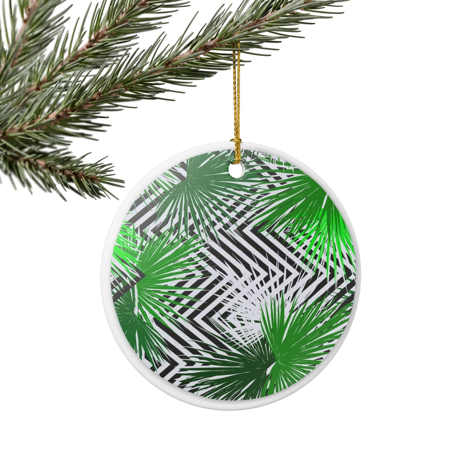 Geometric Palm Ceramic Ornament - Coastal Decoration