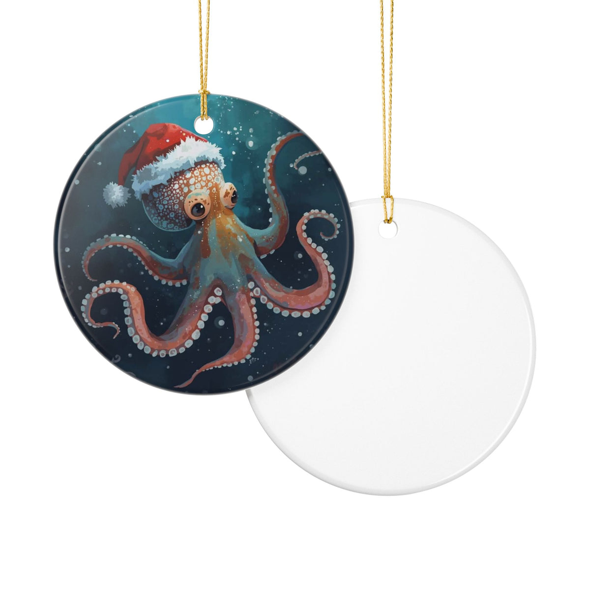 Santa-pus Ceramic Ornament - Coastal Holiday Decoration