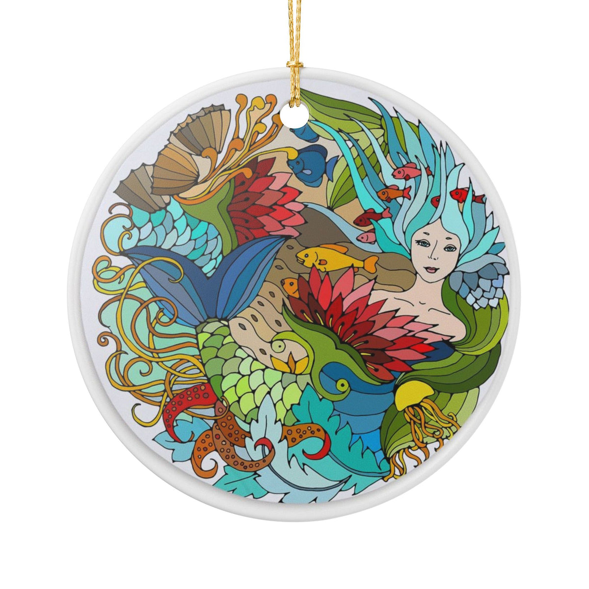 Sea of Dreams Ceramic Ornament - Coastal Holiday Decoration