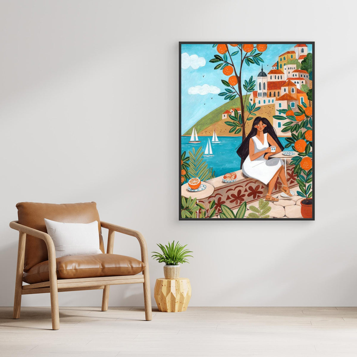 Canvas Print - Woman on the Mediterranean Coast by Caroline Bonne Müller
