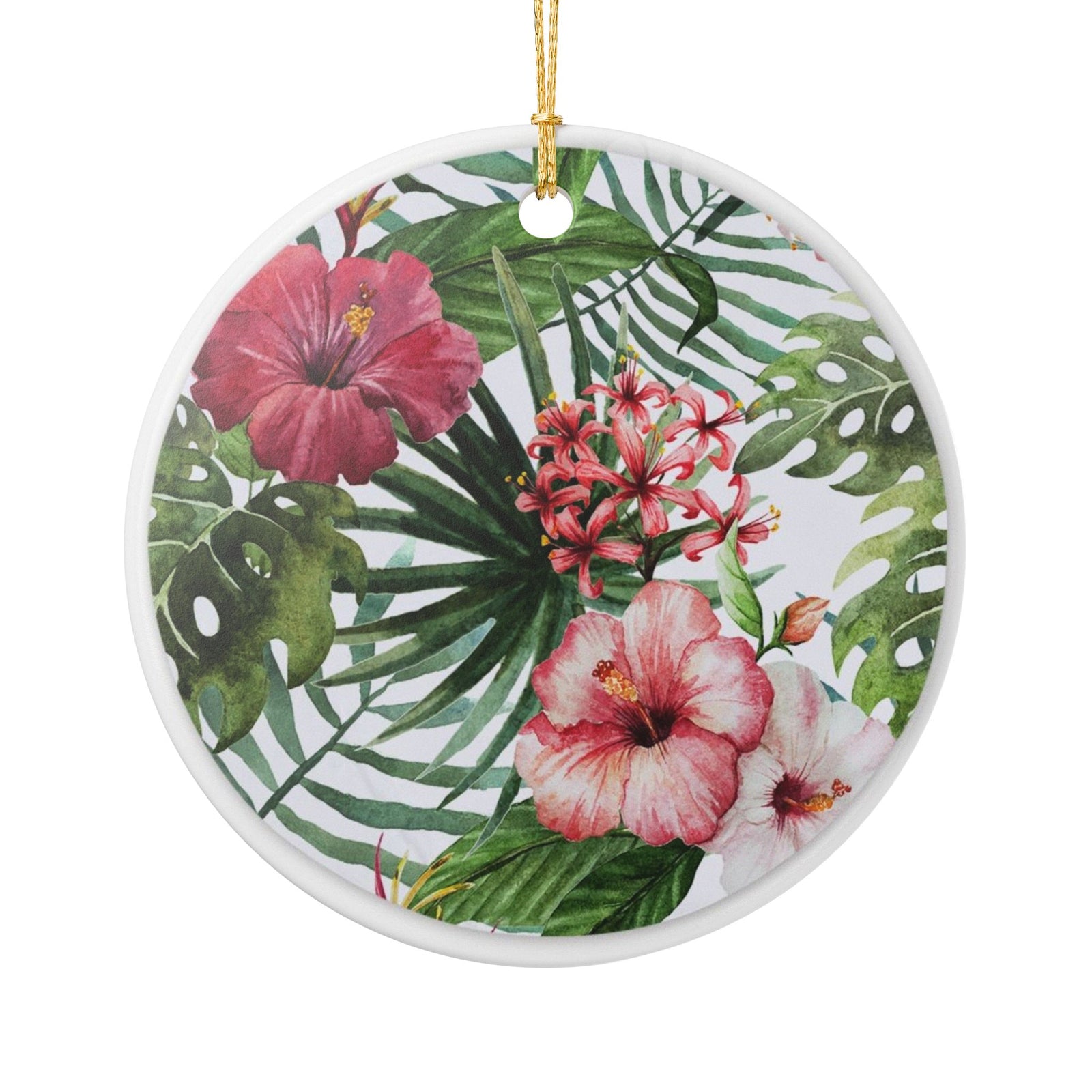 Tropical Bloom Ceramic Ornament - Coastal Decoration