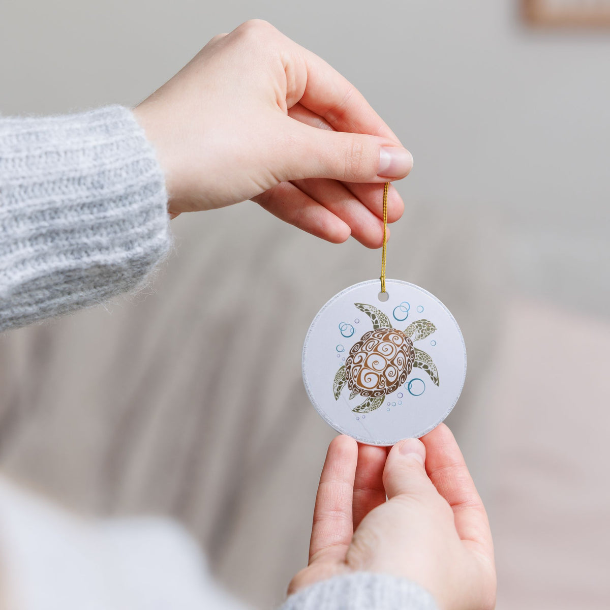 Aquatic Harmony Ceramic Ornament - Coastal Decoration