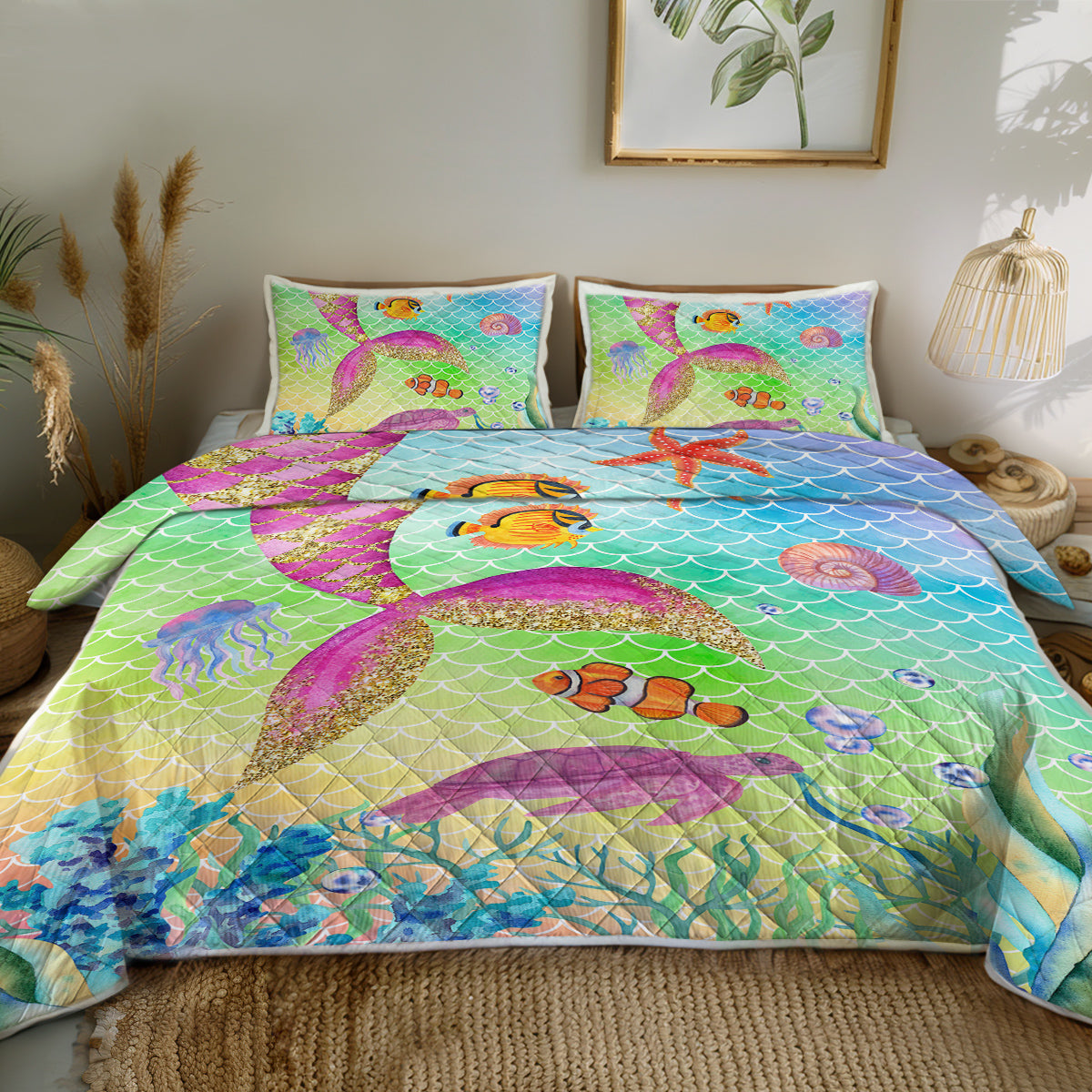 Mermaid Life Quilted Coverlet - Lightweight, Breathable &amp; Super Soft