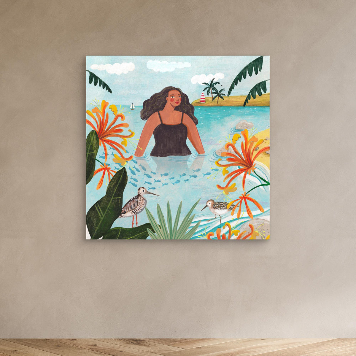 Canvas Print - Walking in the Sea by Caroline Bonne Müller