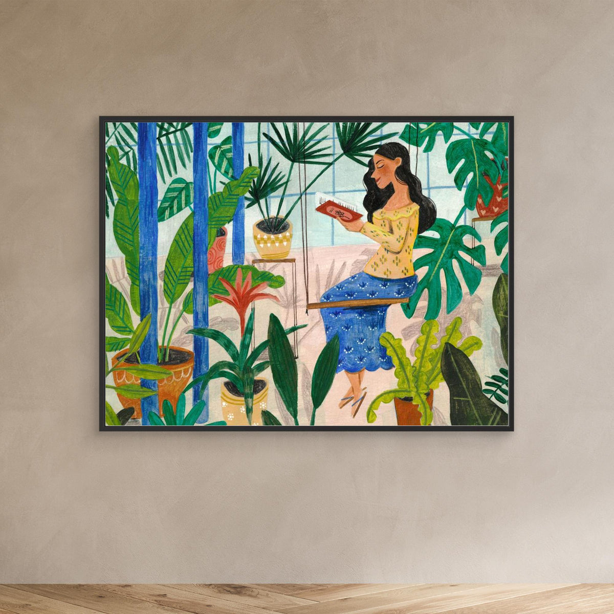 Canvas Print - Reading in the Tropical Greenhouse by Caroline Bonne Müller