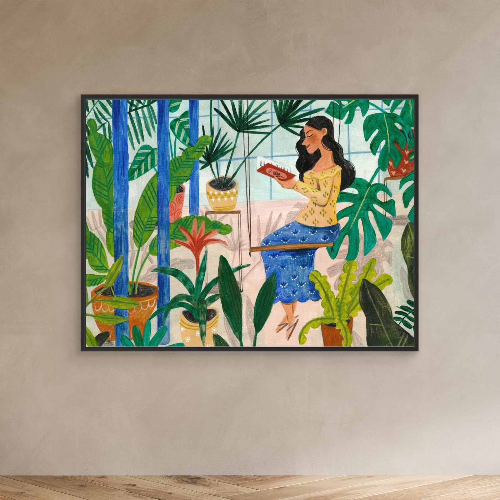 Canvas Print - Reading in the Tropical Greenhouse by Caroline Bonne Müller
