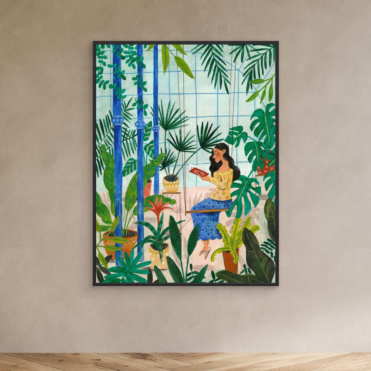 Canvas Print - Reading in the Plant Greenhouse by Caroline Bonne Müller