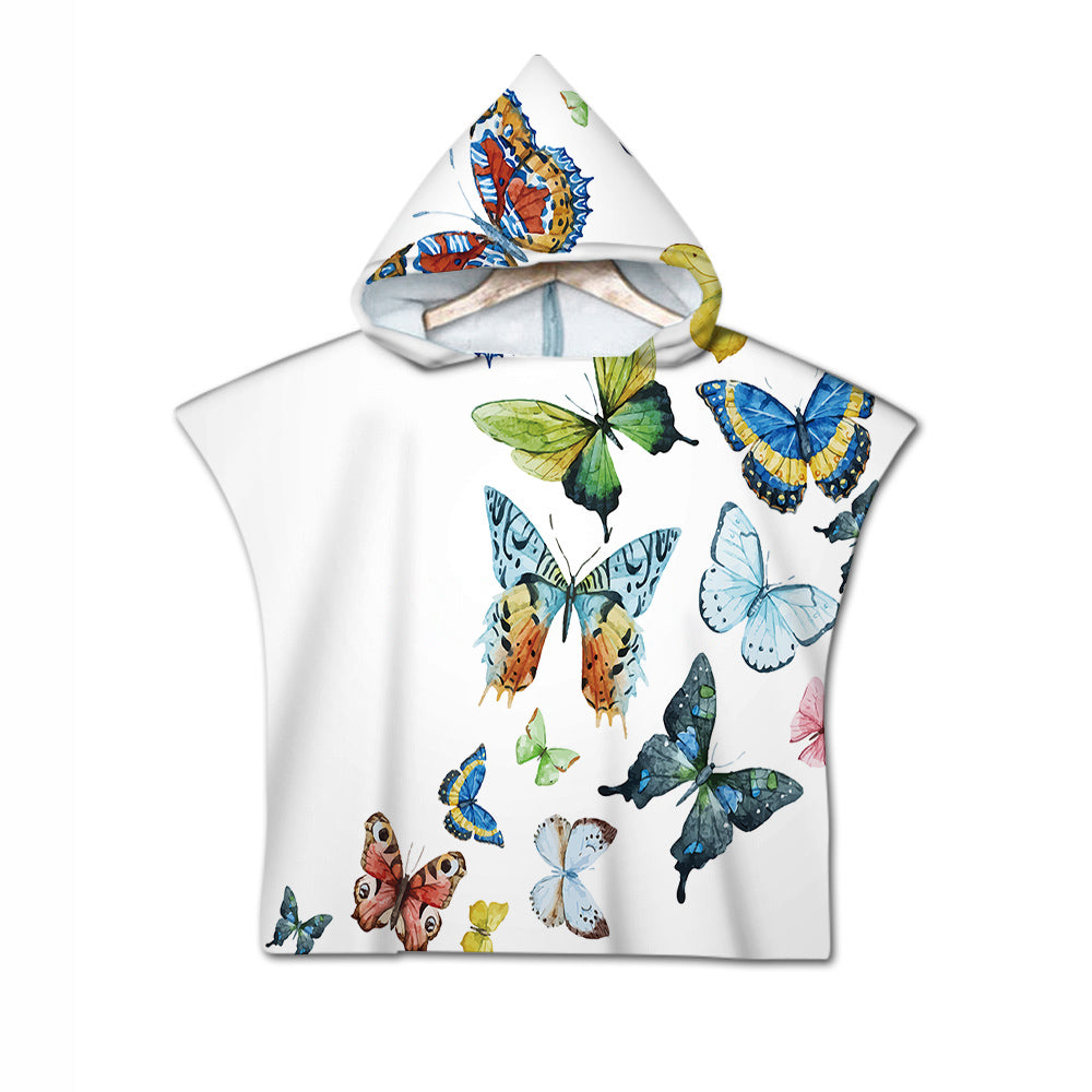 Butterflies Quick-Dry Hooded Poncho Towel