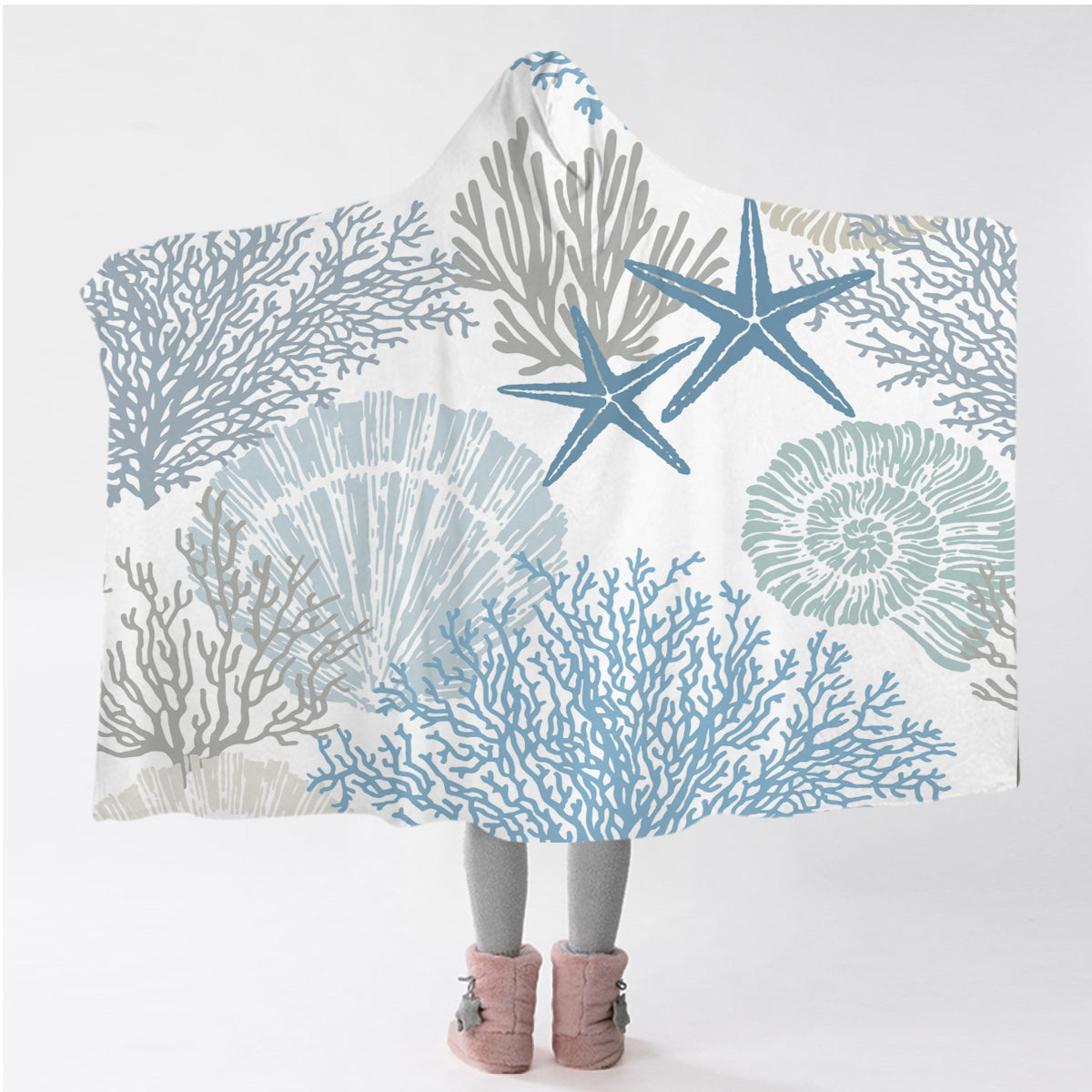 Coastal Coral Hooded Blanket