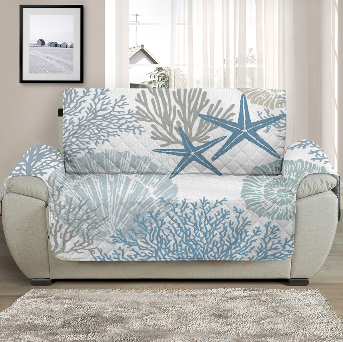 Coastal Coral Sofa Cover