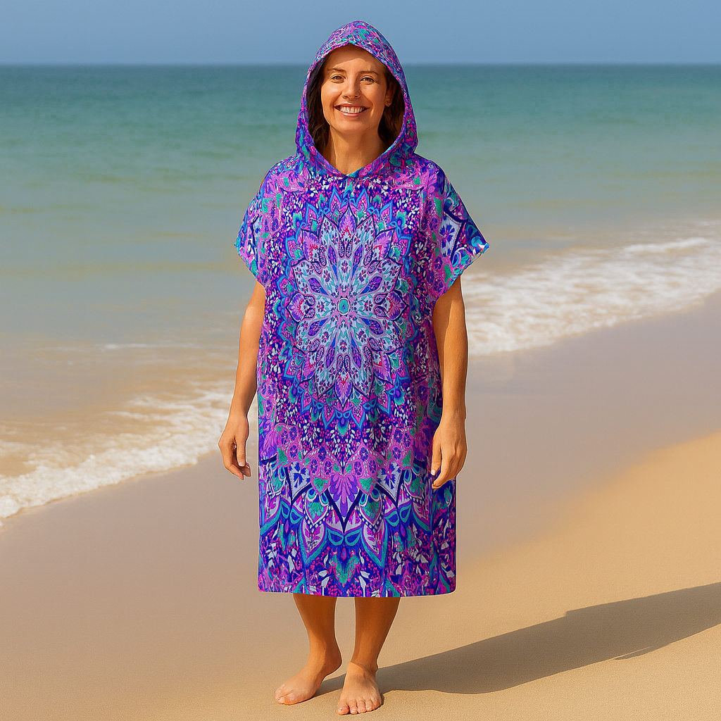 Cosmic Bohemian Quick-Dry Hooded Poncho Towel