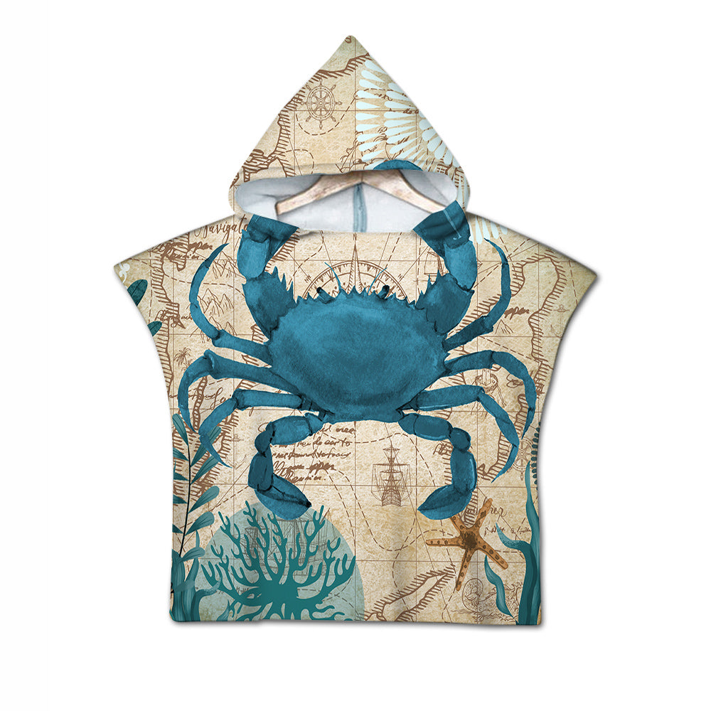 Crab Love Quick-Dry Hooded Poncho Towel