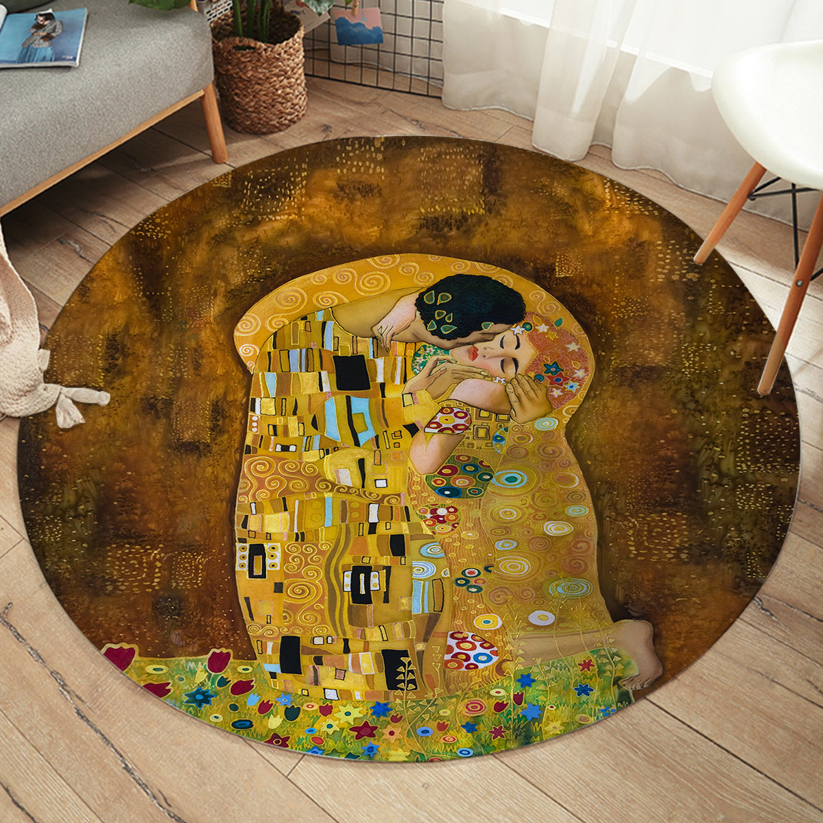 Gustav Klimt The Kiss Round Area Rug