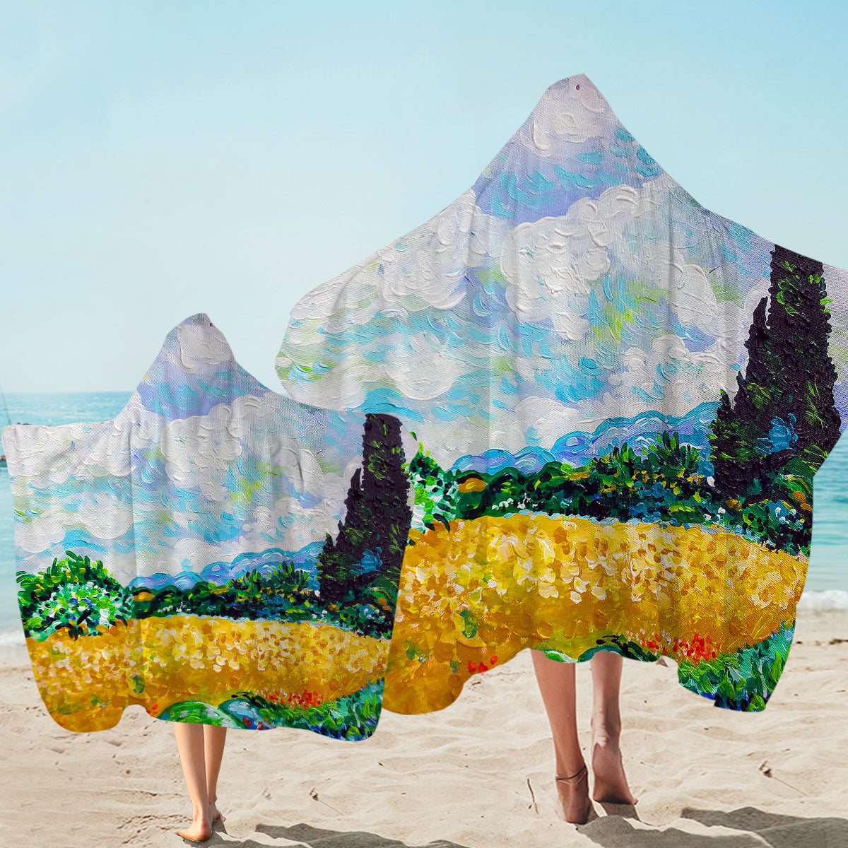 Van Gogh Wheat Fields Hooded Towel