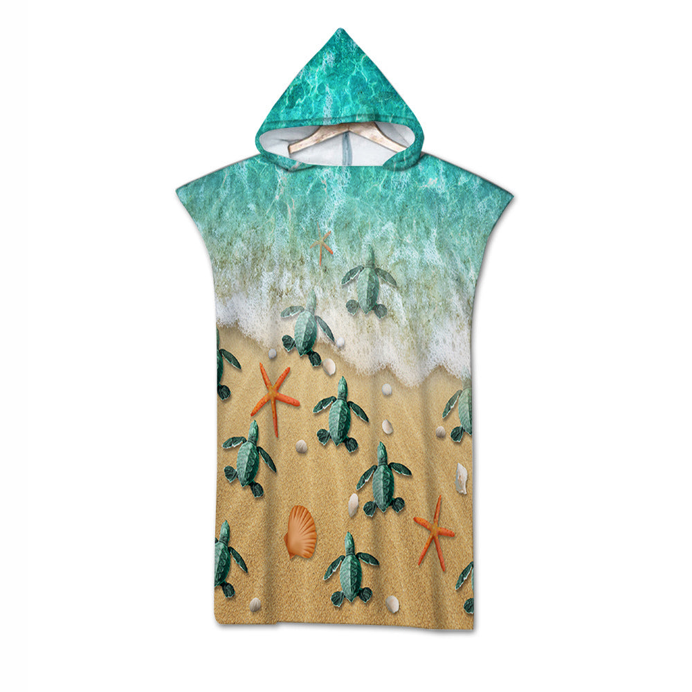 Happy Little Sea Turtles Quick-Dry Hooded Poncho Towel