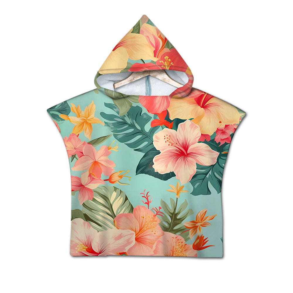 Hibiscus Passion Quick-Dry Hooded Poncho Towel
