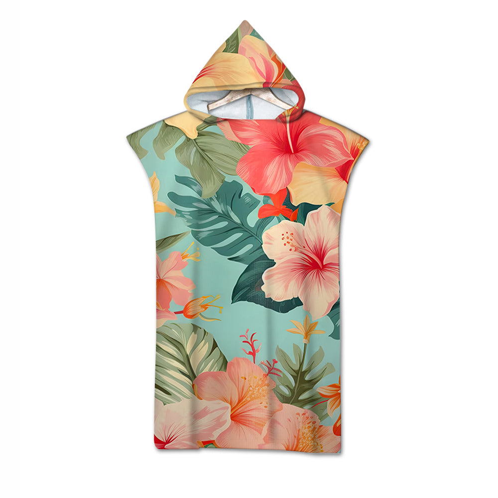 Hibiscus Passion Quick-Dry Hooded Poncho Towel
